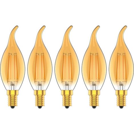 5er-Pack dimmbare 4-W-Vintage-Glühlampen mit E14-Fassung, warmweiß (2700 K), entspricht 30-W-Glühlampe, 300 lm, 220 V Wechselstrom
