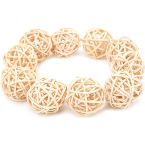 Juguete Sepak Takraw hecho de ratán natural, seguro para loros pequeños y otros animales masticables (3 cm) -Crezuo