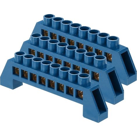 3 Pcs Borne De Mise A La Terre, 8 Positions Borne A Vis En Laiton, Bloc De Terre 7x14mm Pour Equipement Electrique, Boite De Distribution, Bleu (1/5)