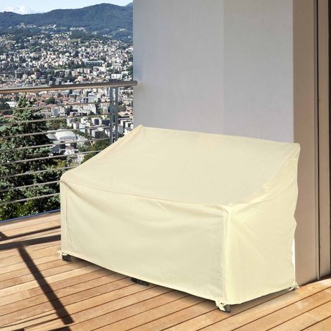 Outsunny Wasserdichte Gartenbankabdeckung aus 600D Oxford-Gewebe, ideal für Balkon und Terrasse, 140 x 84 x 56/94 cm, Beige