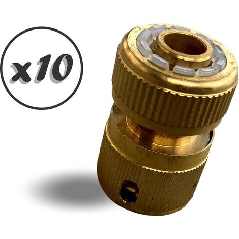 Connecteur laiton tuyau vers tétine Bagues laiton de serrage Avec joints - Quantité x10 - 1/2' (13 mm) avec waterstop (1/5)