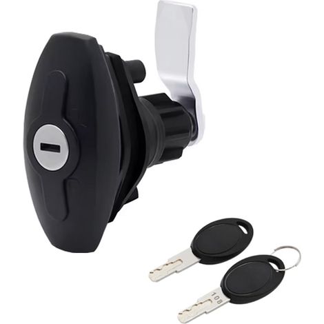 Kit serrure poignée T + clés, noir, garage/camping-car/remorque/bateau - Kit serrure poignée T + clés, noir, garage/camping-car/remorque/bateau (1/5)