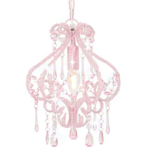 vidaXL Lampe décorative - Plafonnier avec perles Rose Rond E14 (1/5)
