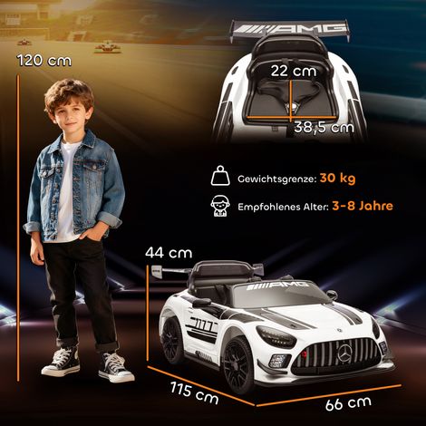 Voiture électrique Mercedes pour enfants, batterie 12V, phares LED, fonction musicale, klaxon, 3-8 ans, blanche (1/5)