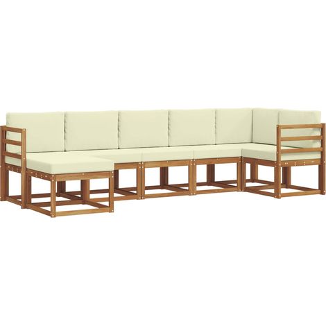 Outdoor Sofa Set with Cushion 7 pcs Natural and Cream vidaXL
