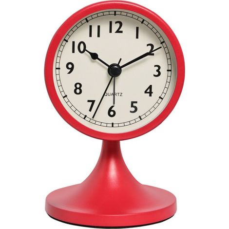 Réveil classique en métal, réveil silencieux, petite horloge de table analogique pour table de chevet, chambre ou bureau —Noir
