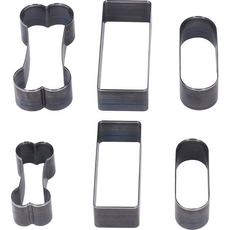 Ensemble de 6 Emporte-Pièces pour Cuir, Formes Rectangulaires, Ovales et Os - Outil de Découpe Creux (1/5)