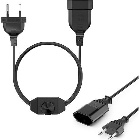 Câble d'alimentation Euro 2 m, variateur Rotatif, variateur LED avec Interrupteur, rallonge pour Prise, variateur Silencieux, Prise variateur pour Ampoules LED (1/5)