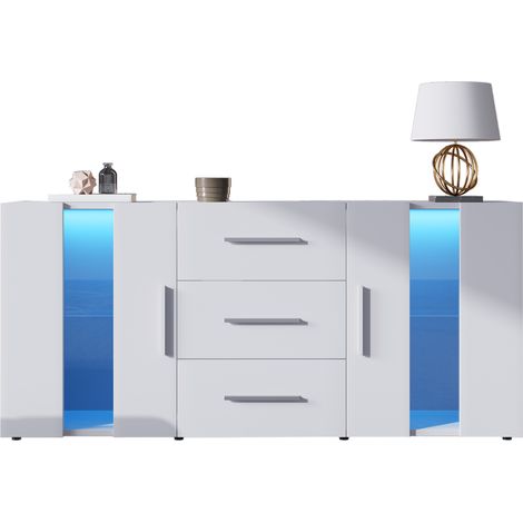 Buffet, commode, meuble de rangement, meuble TV bas avec LED pour salle à manger et salon, 1403570cm (1/5)
