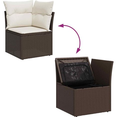 Maison Exclusive - Gartensofa-set mit Speicher 7 pcs Braun und Cr