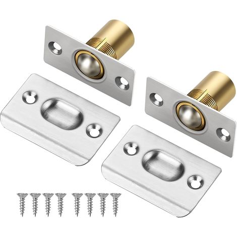 2pcs Loquet à Bille de Porte, Réglable Fermeture à Bille Verrou de Boule de Porte en Acier Inoxydable Loqueteau à Bille Fermoir Loquet Bille Roller Ball Meubles Loquet de Porte argent (1/5)