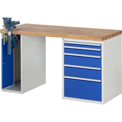 Établi Rau modèle 7511 avec 5 tiroirs et armoire LxPxH 1500x900x840mm