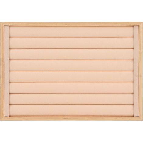 Écrin de rangement à bijoux beige, support empilable 7 rangées pour bagues, doublure anti-rayures, insert de tiroir réutilisable, coffret de présentation pour boucles d'oreilles, protection résistante (1/5)
