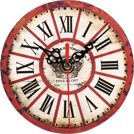 Lot décoratif horloge murale ronde style européen antique MDF bureau maison 1 pièce 7 (1/3)