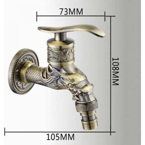 NALOOKAMIC  Robinet de machine à laver de piscine à vadrouille froide simple antique, robinet de balcon extérieur à 4 points, robinet rétro en bronze