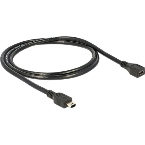 Delock Câble USB USB-Mini-B mâle, USB-Mini-A femelle 1.00 m noir 82667