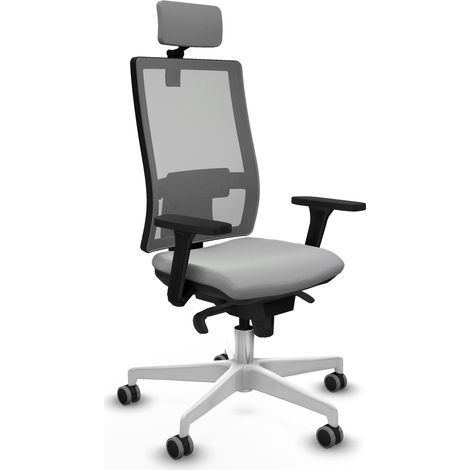 Silla de oficina piqueras y crespo Horna gris malla y cuero sintético (1/5)