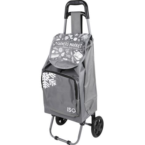 Chariot de courses 35L dont Poche Isotherme 5L - Gris - Roues Simples - Livraison gratuite