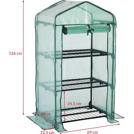 Gewächshaus 41x16x23 Fuß, 3 Ebenen, PE-Abdeckung, Stahlrahmen (1/5)
