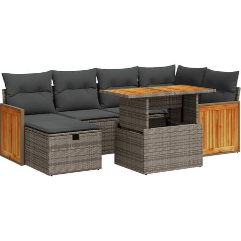 vidaXL Set Divano da Giardino 8 pz con Cuscini Grigio in Polyrattan (1/5)