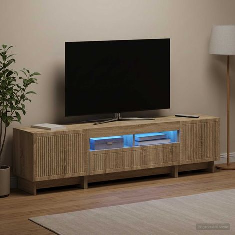 vidaXL 3 Piece LED TV Cabinet EDE Sonoma Oak Engineered Wood (1/5)