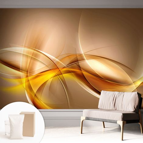 Papier peint intissé décoratif avec colle pour salon chambre et bureau Installation rapide Lignes douces 312x219 cm (1/5)