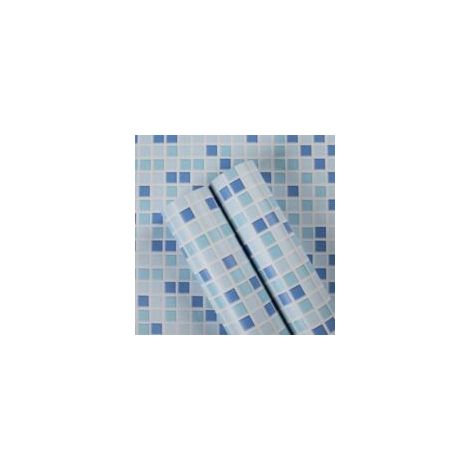 Blaue, selbstklebende Fliesentapete 61 x 100 cm, Mosaik-Stil, wasserfeste Dekorfolie für Badezimmer- und Küchenfliesen - Crezuo