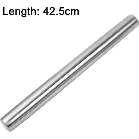 Rouleau à pâtisserie en acier inoxydable lisse – idéal pour pâte à sucre, tartes, biscuits et pizza – 35 cm (1/4)