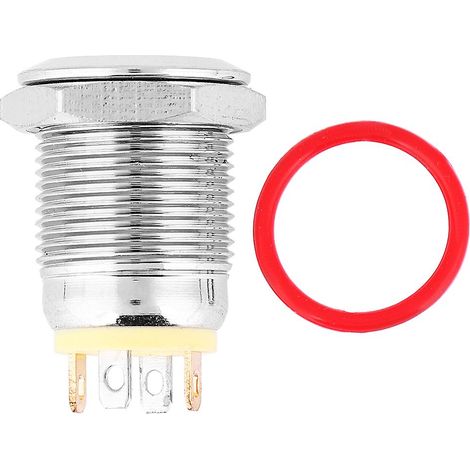 Interrupteur à bouton métallique étanche à tête plate, réarmement automatique, LED jaune, 24 V, contacts argentés (1/5)