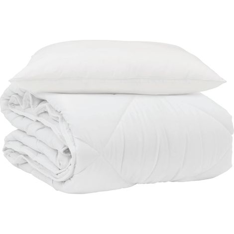 Duvet d'été simple avec oreiller 2 pcs Blanc Microfibre (1/5)