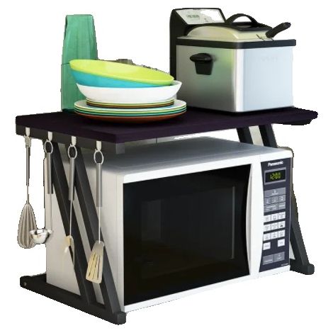 Étagère à micro-ondes, Acier au carbone durable, Pieds en caoutchouc réglables, Gris Clair (1/2)