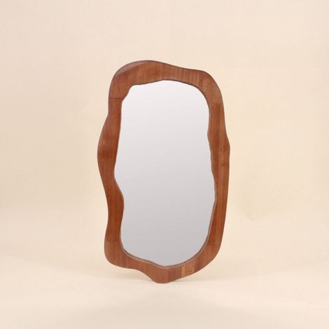 Miroir organique contour bois 50x30cm