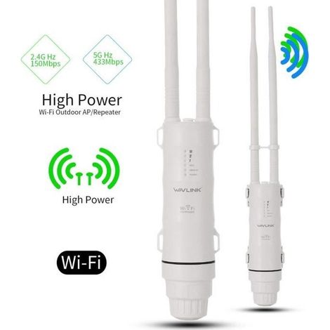 Bi-Bande WiFi Répéteur Extérieur et Intérieur, Wireless Outdoor Point d'accès, Portée Atteint à 1 km, 802,11b/g/n AC600, 2,4 et 5GHz (1/4)