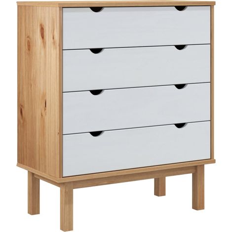 vidaXL Cassettiera OTTA Marrone e Bianco 76,5x39,5x90 cm Legno di Pino (1/5)