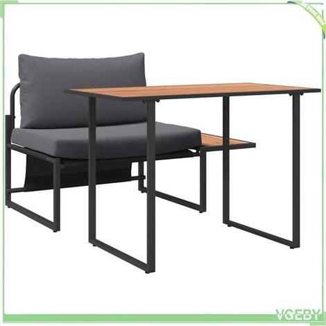 Mobilier de patio - FAFEICY - 42004137 - Anthracite - Acier - Table acacia massif (1/5)