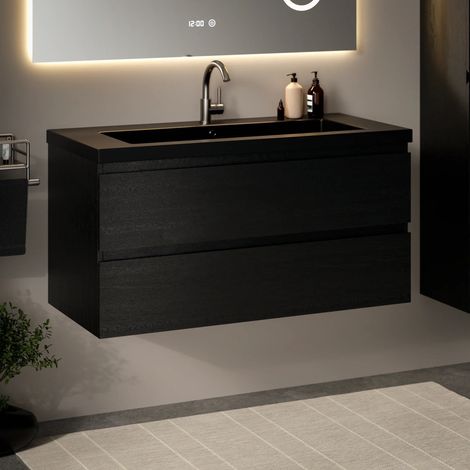Badezimmermöbel Sena – 100 cm – Schwarzeiche – Schwarzes (1/4)