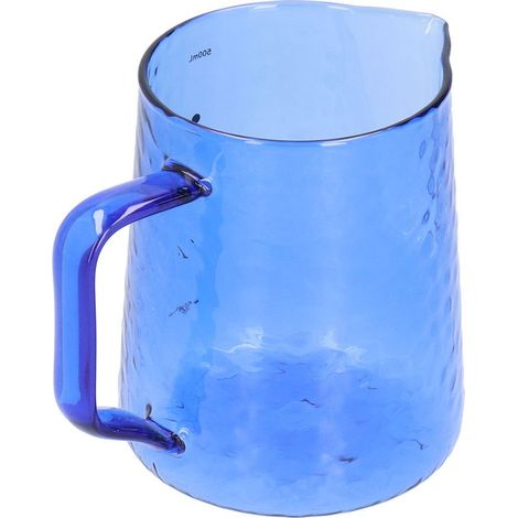 Pot à lait en verre borosilicate 500 ml pour mousser le lait, pichet multifonction pour café et boissons, bleu (1/5)