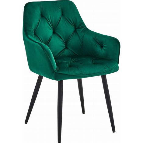 Sedia York - velluto verde scuro / gambe nere x 1 (1/5)