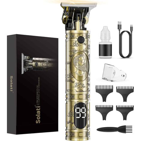 Men's Hair Clipper, Men's Beard Clipper T Zero Gap with LED Screen Finish Barber Razor Men Electric Hair Gift (1/5)
