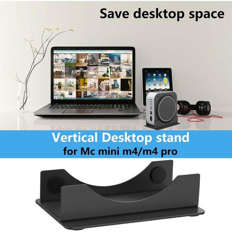 Support pour Mac Mini m4/m4 Pro Métal,Support Moniteur Bureau pour Apple Mac Mini m4, Stand pour Mac Mini m4, Supports pour Bureau Famille (1/5)