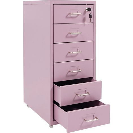 Classeur vertical verrouillable à 6 niveaux - Organiseur moderne en métal pour bureau à domicile, violet (1/5)