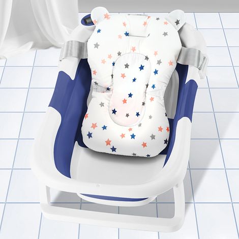 TolleTour Vaschetta per bambini pieghevole con termometro e cuscino da bagno – vaschetta pieghevole (Blu)