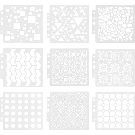9pcs Stencil DIY Drawing Mold Reusable Hollow Art Templates for Notebook Diary Scrapbook Art Projects (1/5)