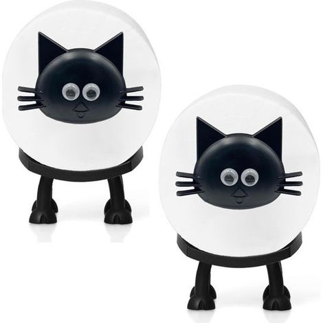 Porte-rouleau de papier toilette 2 pièces à motif chat - Porte-rouleau WC - Décoration de salle de bain originale - Accessoires de salle de bain noirs (1/5)
