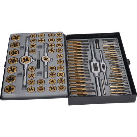 Jeu de 86 tarauds et filières en carbure plaqué titane, outil essentiel pour le filetage et le retaraudage (1/5)