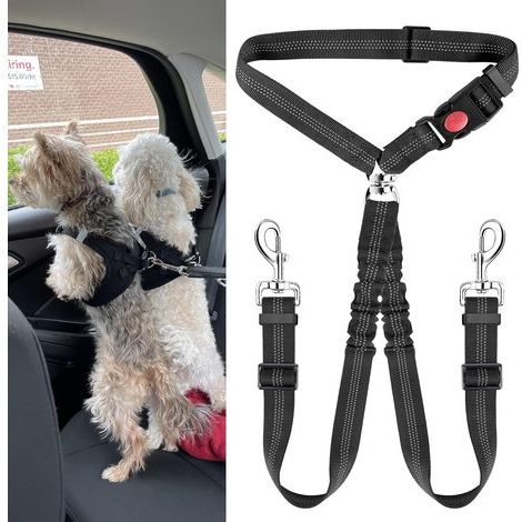 Réglable Double Ceintures de Sécurité pour Chien pour Voiture avec Absorption des Chocs pour Chien (1/5)