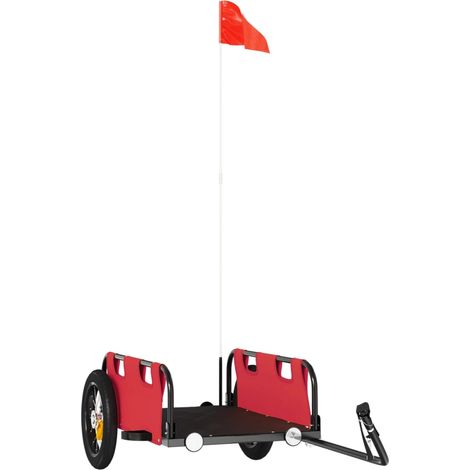 Remorque de vélo rouge tissu oxford et fer