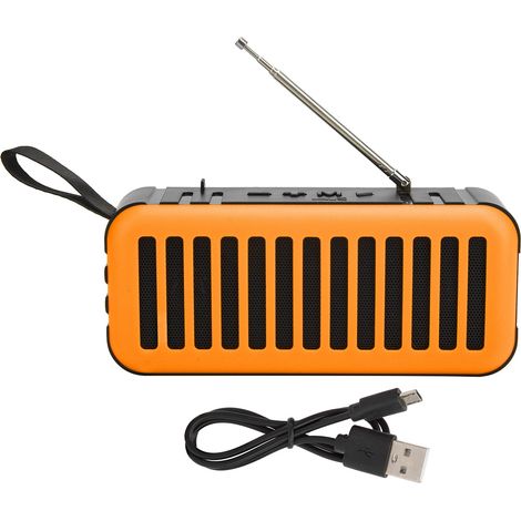 Enceinte Bluetooth Mini D6-2 Portable avec Subwoofer, Alimentation Solaire et Support FM, Couleur Orange (1/5)