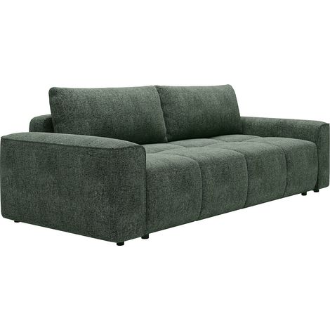 Canapé 4 places convertible en tissu texturé vert sapin MINTURNO (1/4)