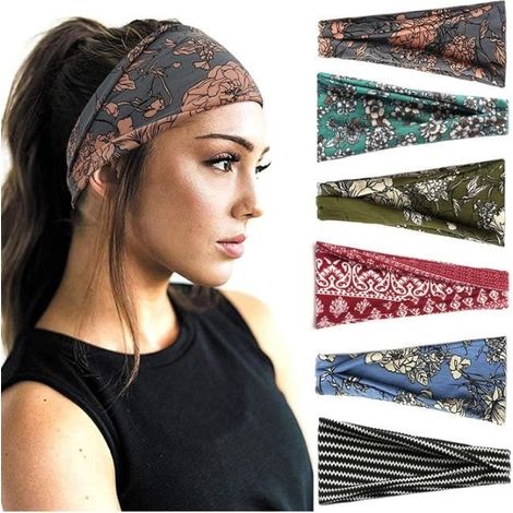 (Verschiedene Farben) Haarband/Stirnband – 6 elastische Bänder – Bequem – Weich – Elegantes Design